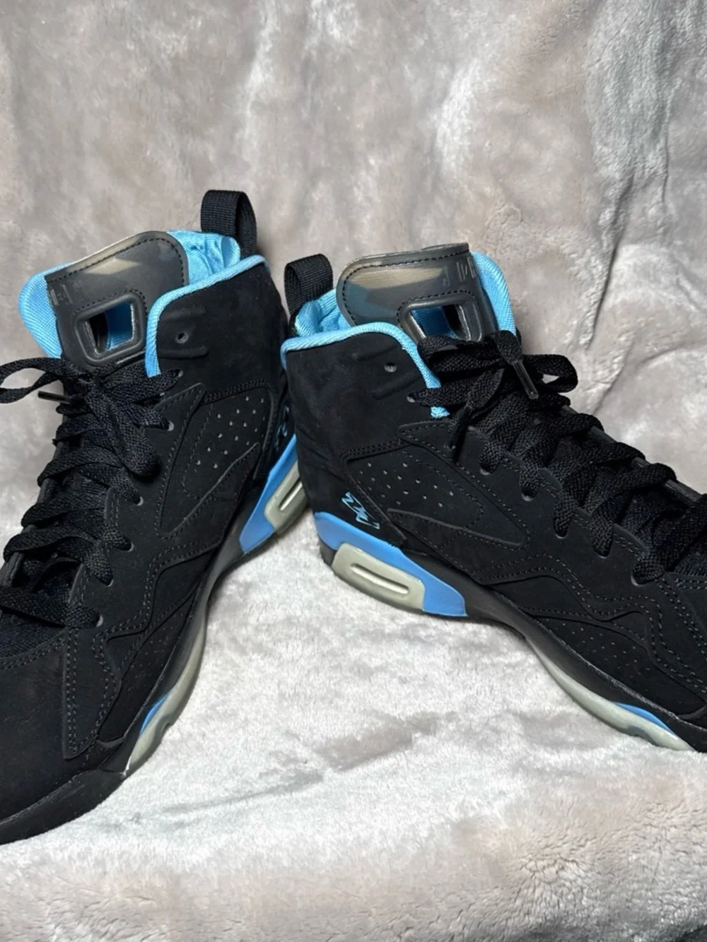 Jordan Men’s Black and Light Blue Basketball Sneakers